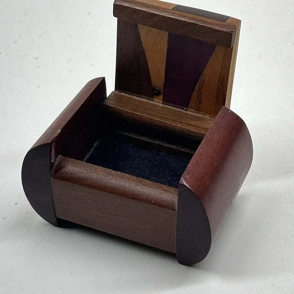 Handcrafted Multi Wood Bandsaw Trinket Jewelry Box Wooden Keepsake Gift